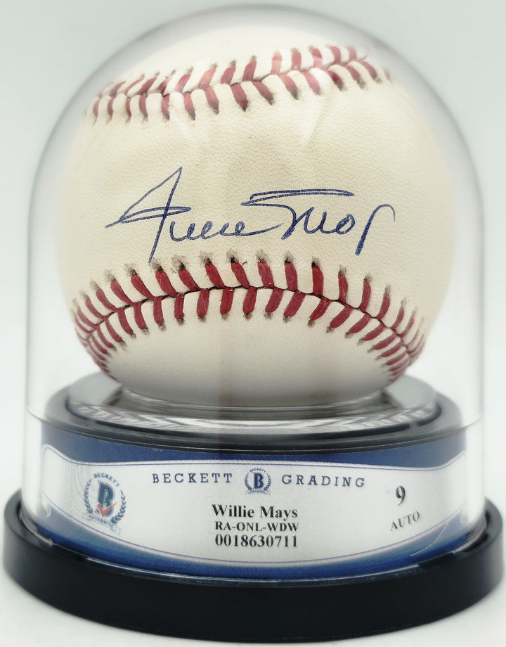 Willie Mays Signed NL Baseball San Francisco Giants Auto Mint 9 Beckett
