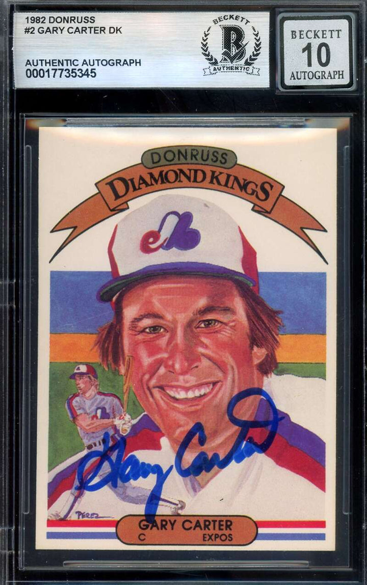 Gary Carter Gem Mint 10 Beckett BAS Signed 1982 Donruss Diamond Kings Autograph