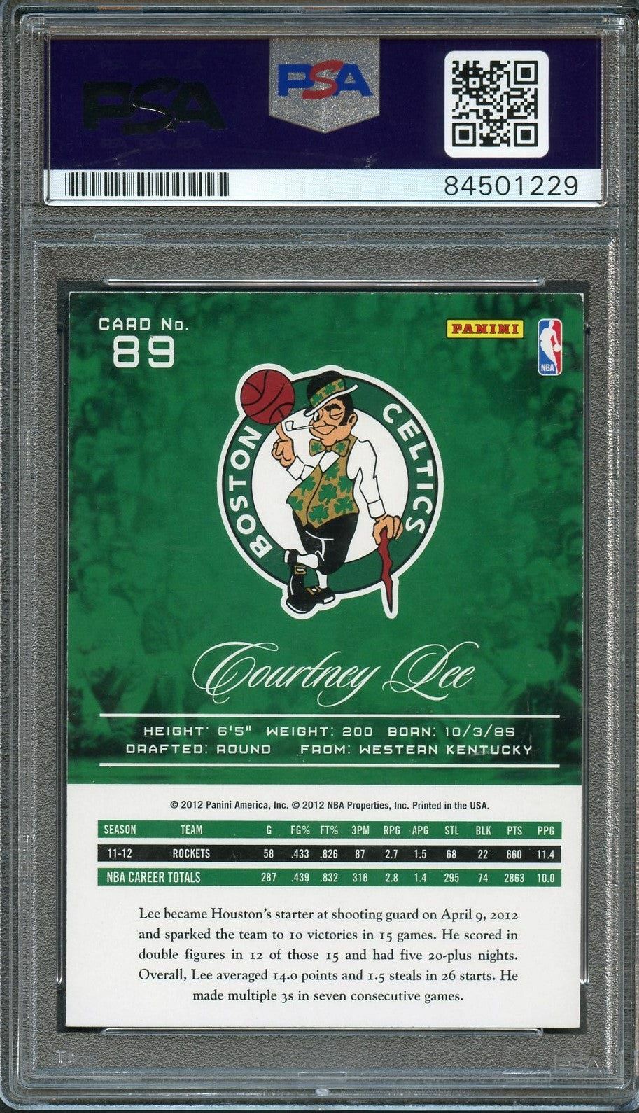 2012-13 Panini Prestige #8 Courtney Lee Signed Card AUTO PSA Slabbed Celtics