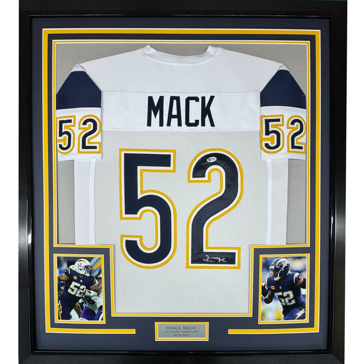 Framed Autographed/Signed Khalil Mack 33x42 Los Angeles LA White Jersey COA