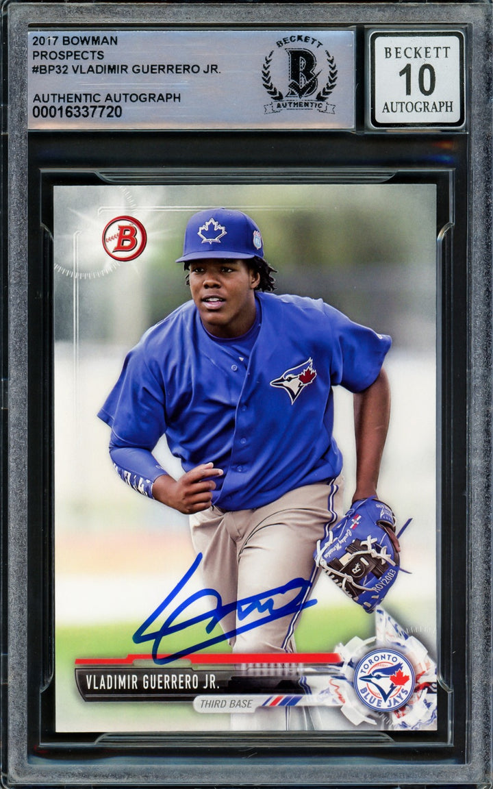 Vladimir Guerrero Jr Auto 2017 Bowman Prospects RC BP32 Blue Jays Sig 10 Beckett