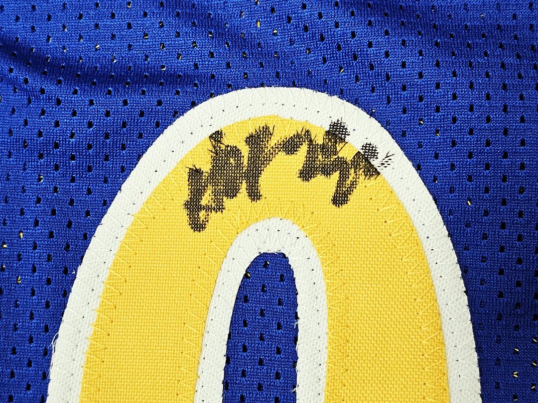 Warriors Chris Mullin, Tim Hardaway, Richmond Auto Blue Jersey Run TMC HOF BAS