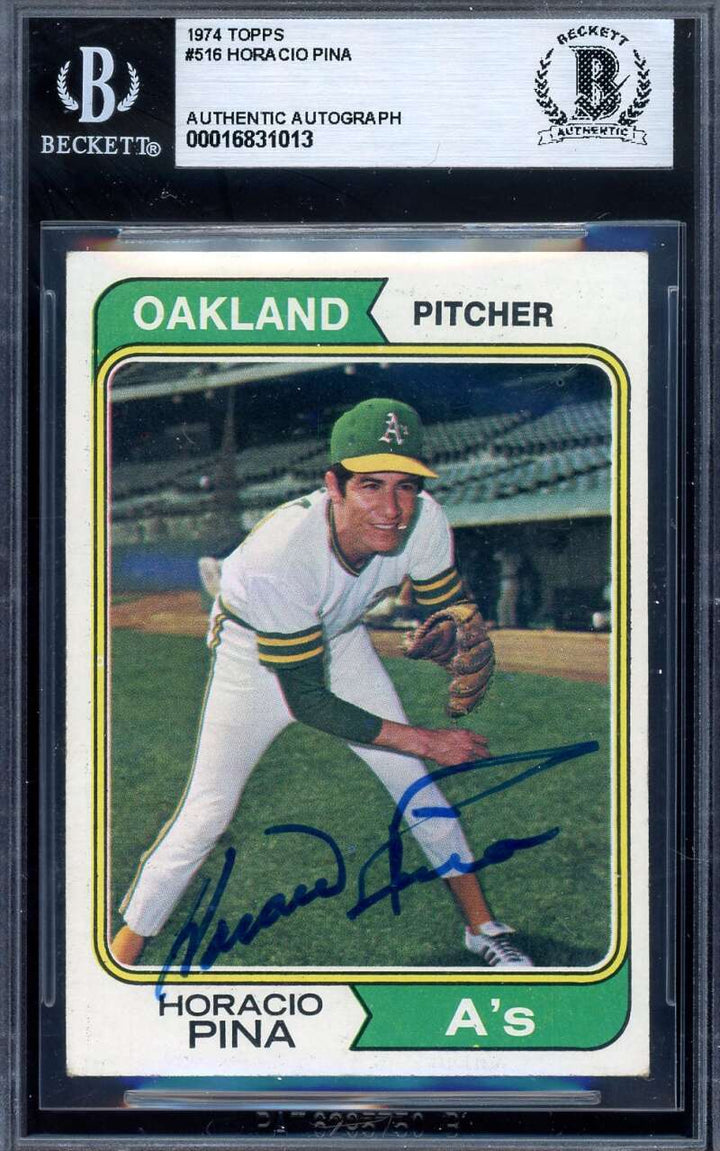 Horacio Pina Beckett BAS Signed 1974 Topps Autograph