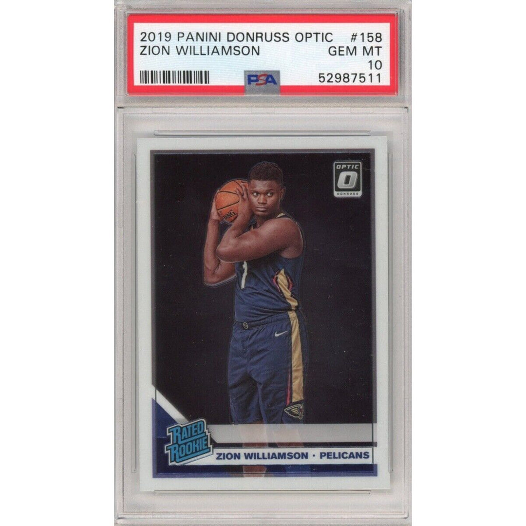 Graded 2019-20 Panini Donruss Optic ZION WILLIAMSON #158 Rookie RC Card PSA 10