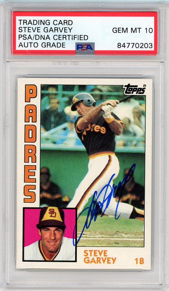 1984 Topps Steve Garvey Signed COA PSA 10 San Diego Padres Slabbed Autograph