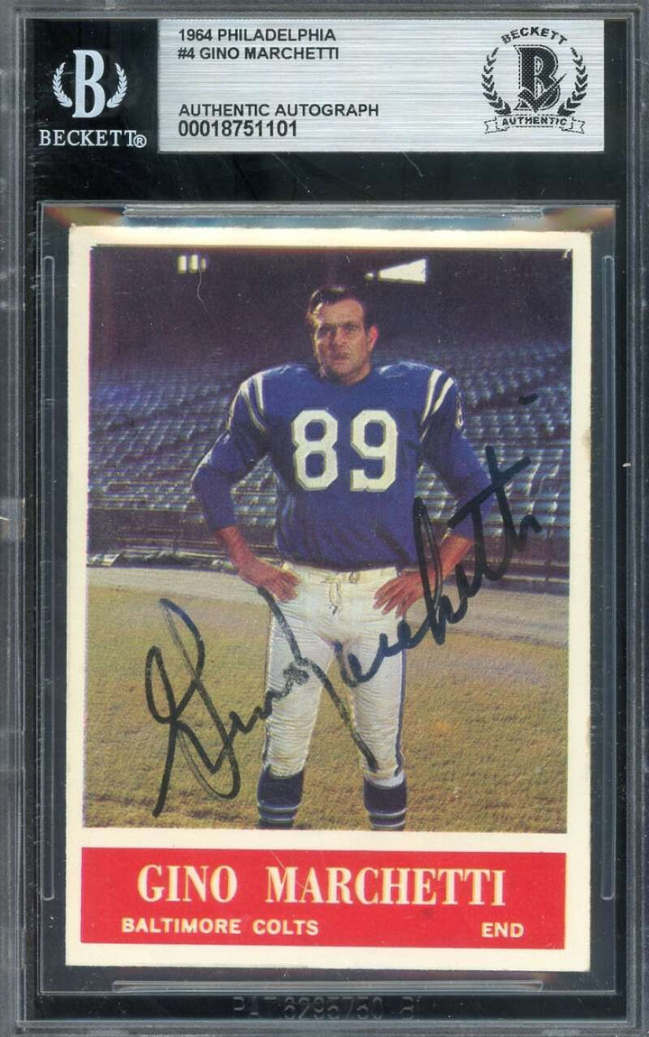 Gino Marchetti Beckett BAS Signed 1964 Philadelphia Autograph Colts