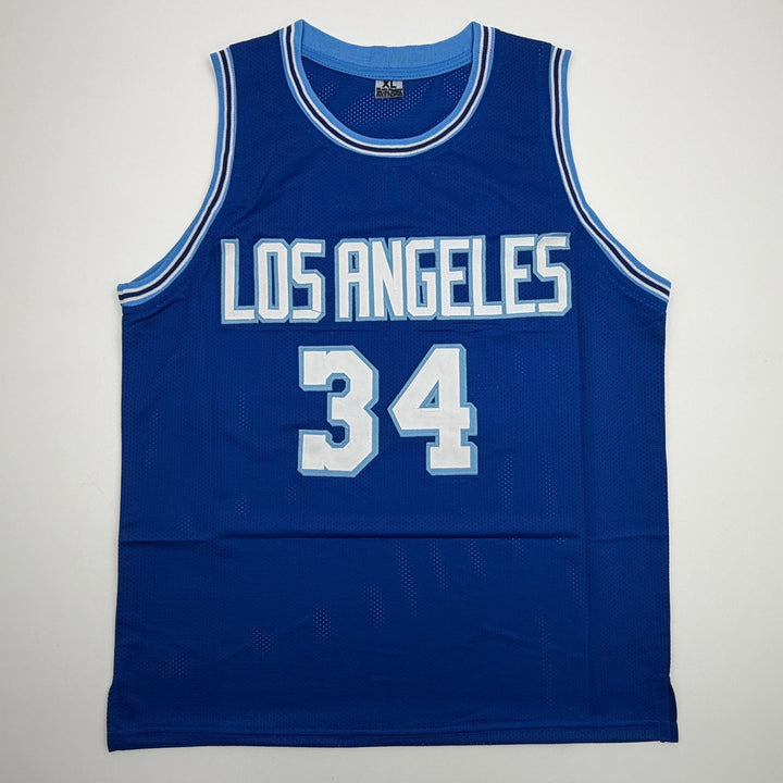 Autographed/Signed Shaquille Shaq O'Neal Los Angeles LA Retro Blue Je
