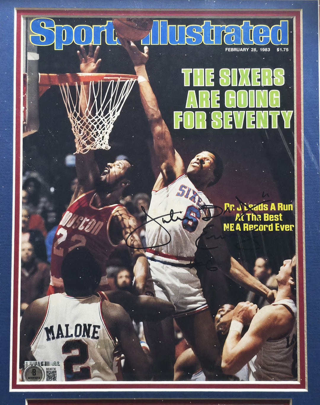 Julius "Dr. J" Erving Signed Framed Sports Illustrated Cover Beckett BS36730