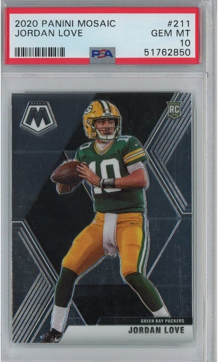 Graded 2020 Panini Mosaic Jordan Love #211 Rookie RC Football Card PSA 10