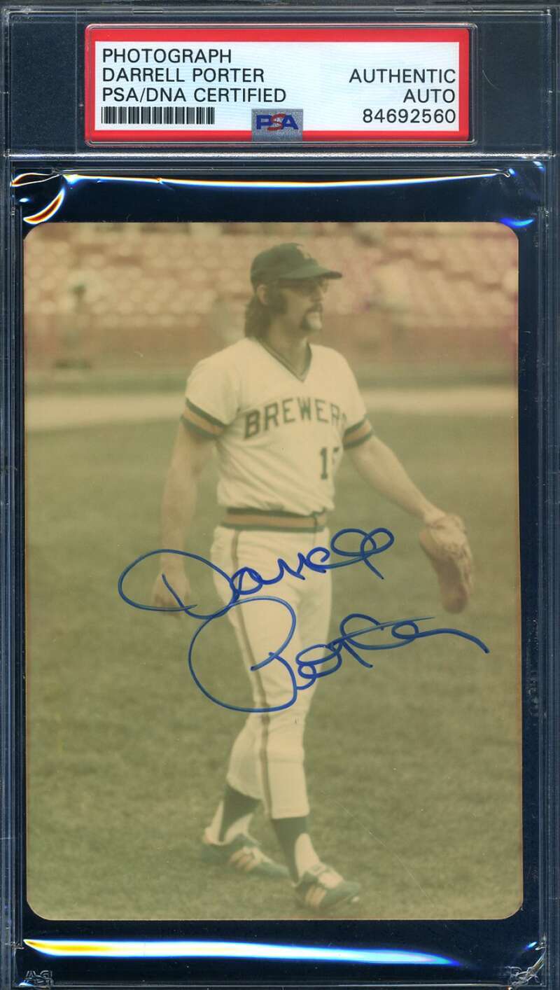 Darrell Porter PSA DNA Coa Signed Original 1970`s Photo Milwaukee Autographed