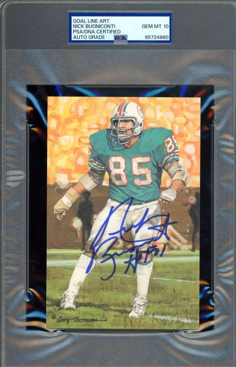 Nick Buoniconti Gem Mint 10 PSA DNA Signed Goal Line Art Card GLAC Auto HOF 01