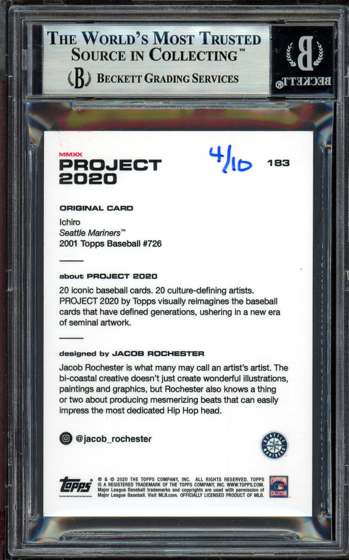 Ichiro Suzuki Auto Topps Project 2020 Jacob Rochester Card 183 Mariners /10 BAS
