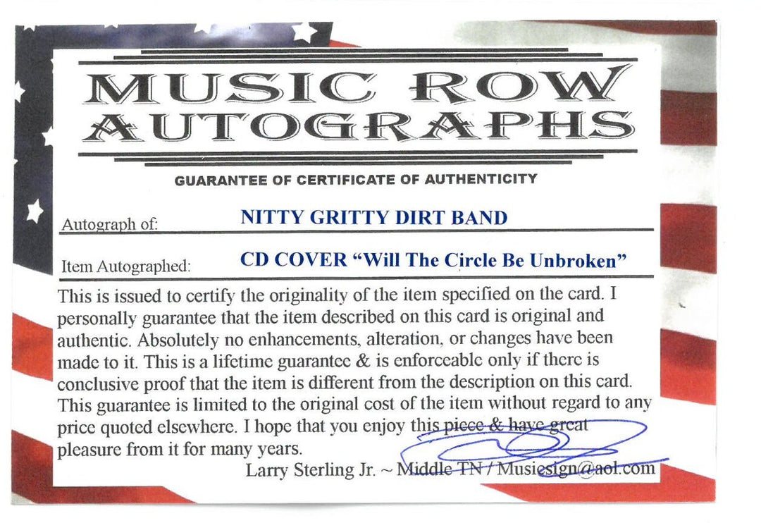NITTY GRITTY DIRT BAND signed 2002 Will The Circle Be Broken Album Cover CD