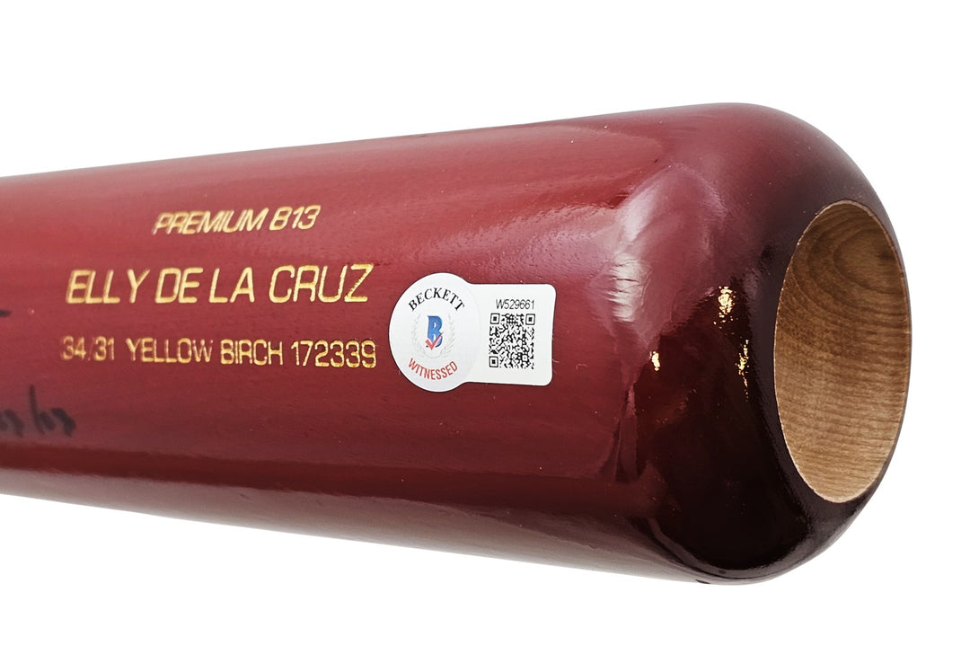 Elly De La Cruz Signed Red B45 Player Model Bat Reds "Cycle 6/23/23" Beckett Wit