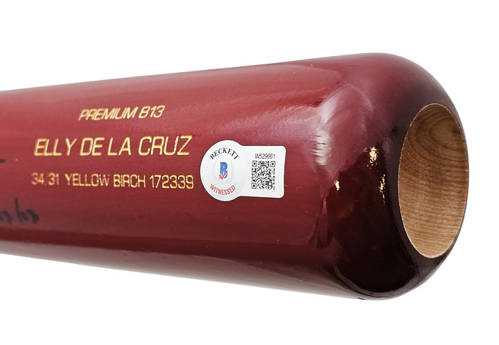 Elly De La Cruz Signed Red B45 Player Model Bat Reds "Cycle 6/23/23" Beckett Wit