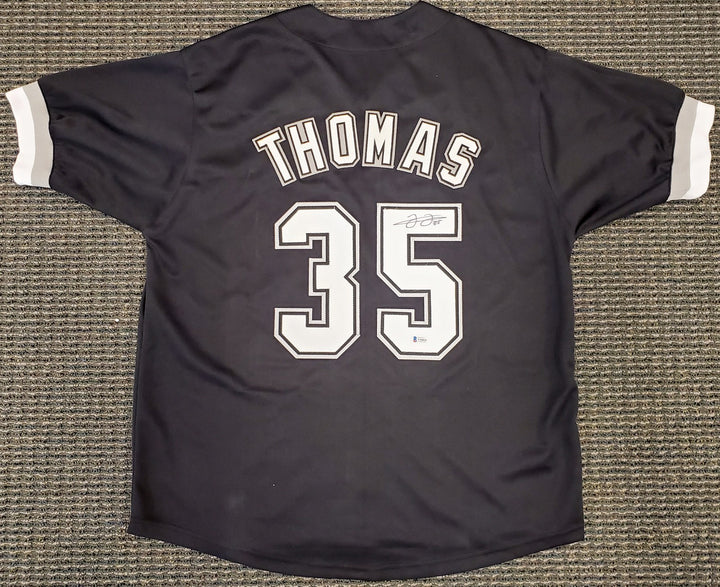 Chicago White Sox Frank Thomas Signed Black Jersey Beckett BAS