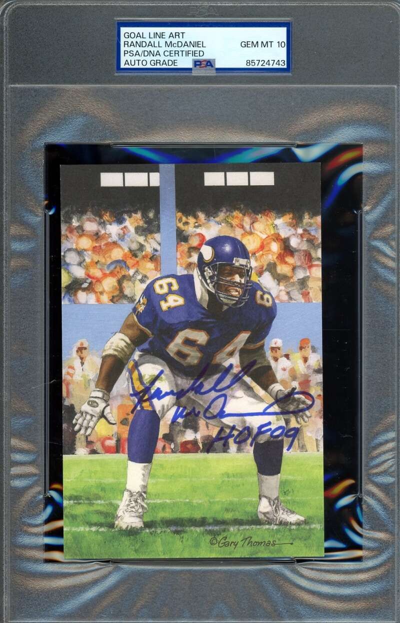 Randall McDaniel Gem Mint 10 PSA DNA Signed Goal Line Art Card GLAC Auto HOF 09