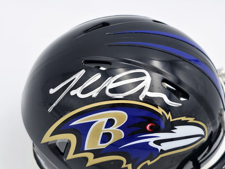 Terrell Suggs Auto Signed Baltimore Ravens Black Speed Mini Helmet Beckett Wit