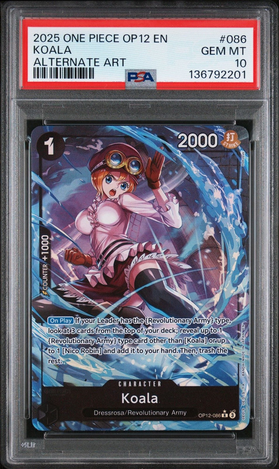 Graded 2025 One Piece Koala 086 Alt Art Trading Card Game PSA 10 Gem Mint