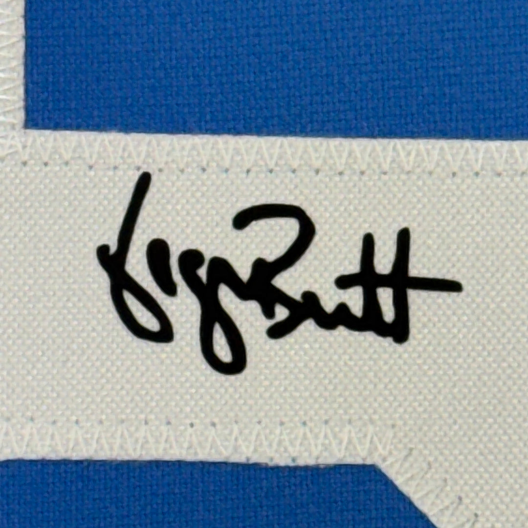 Framed Facsimile Autographed George Brett 33x42 Blue Reprint Laser Auto Jersey