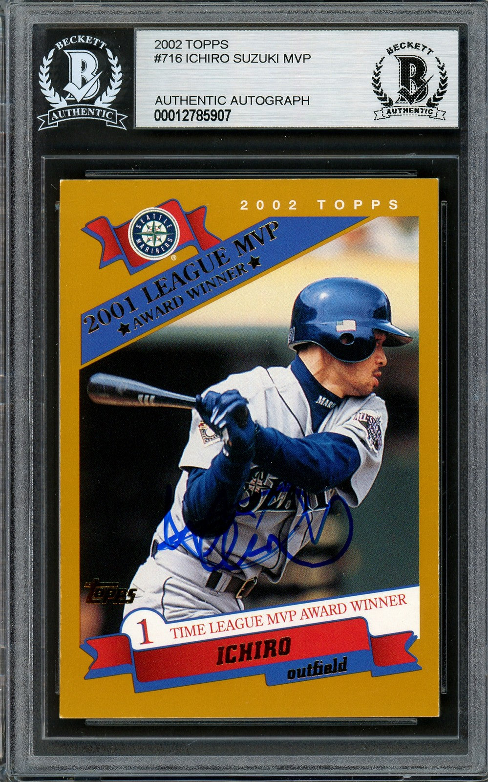 Ichiro Suzuki Autographed Signed 2002 Topps Card 716 Seattle Mariners Beckett