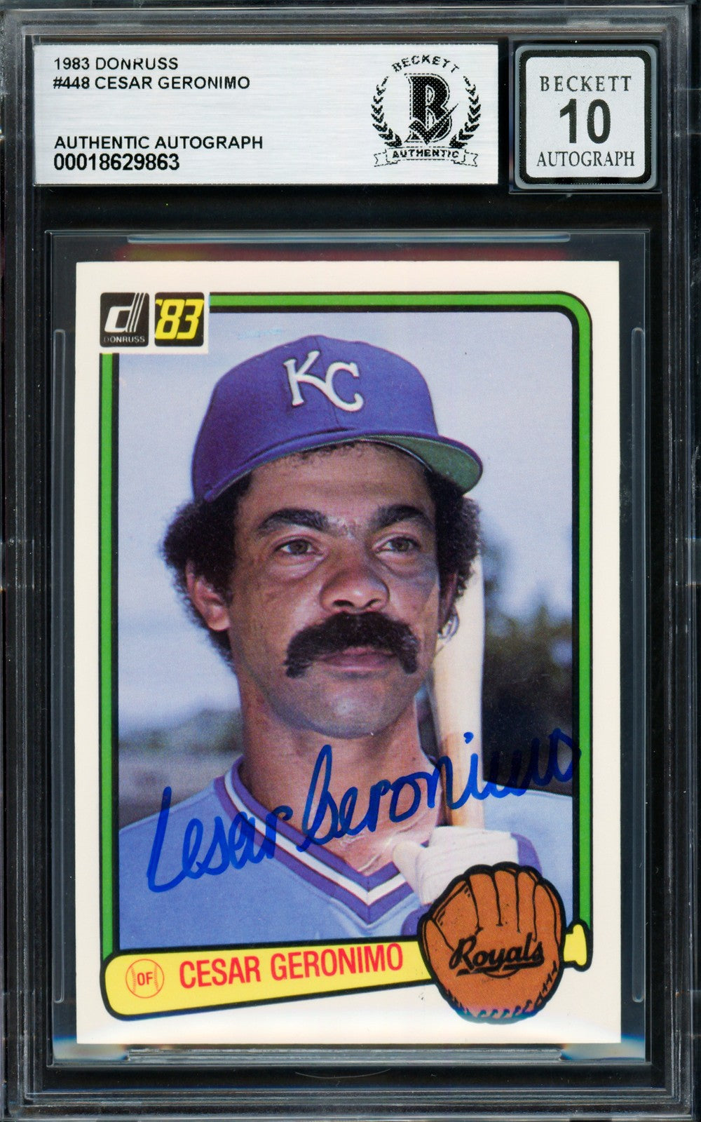 Cesar Geronimo Signed 1983 Donruss Card 448 Royals Auto GM 10 Beckett #18629863
