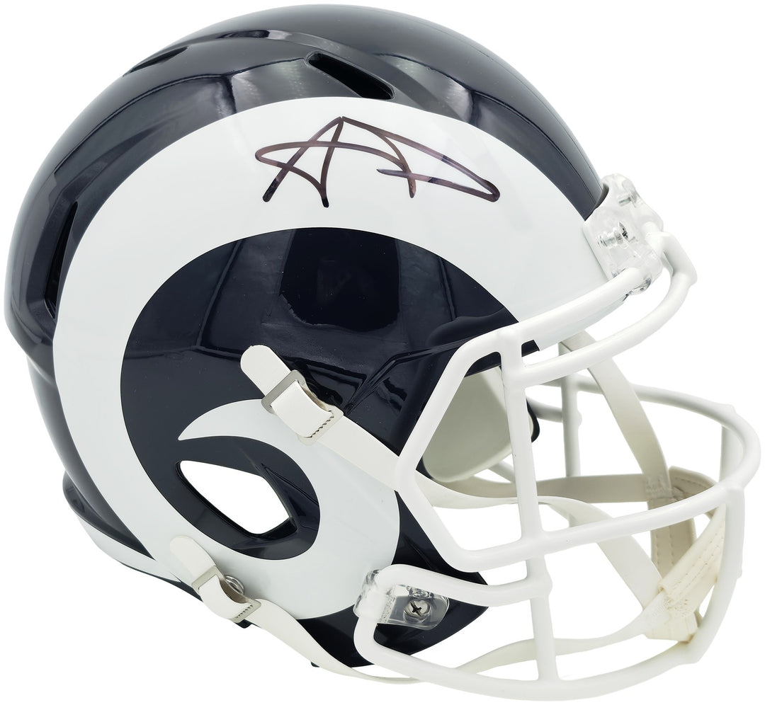 Aaron Donald Signed Rams Blue Full Size Speed Replica Helmet Beckett Witness
