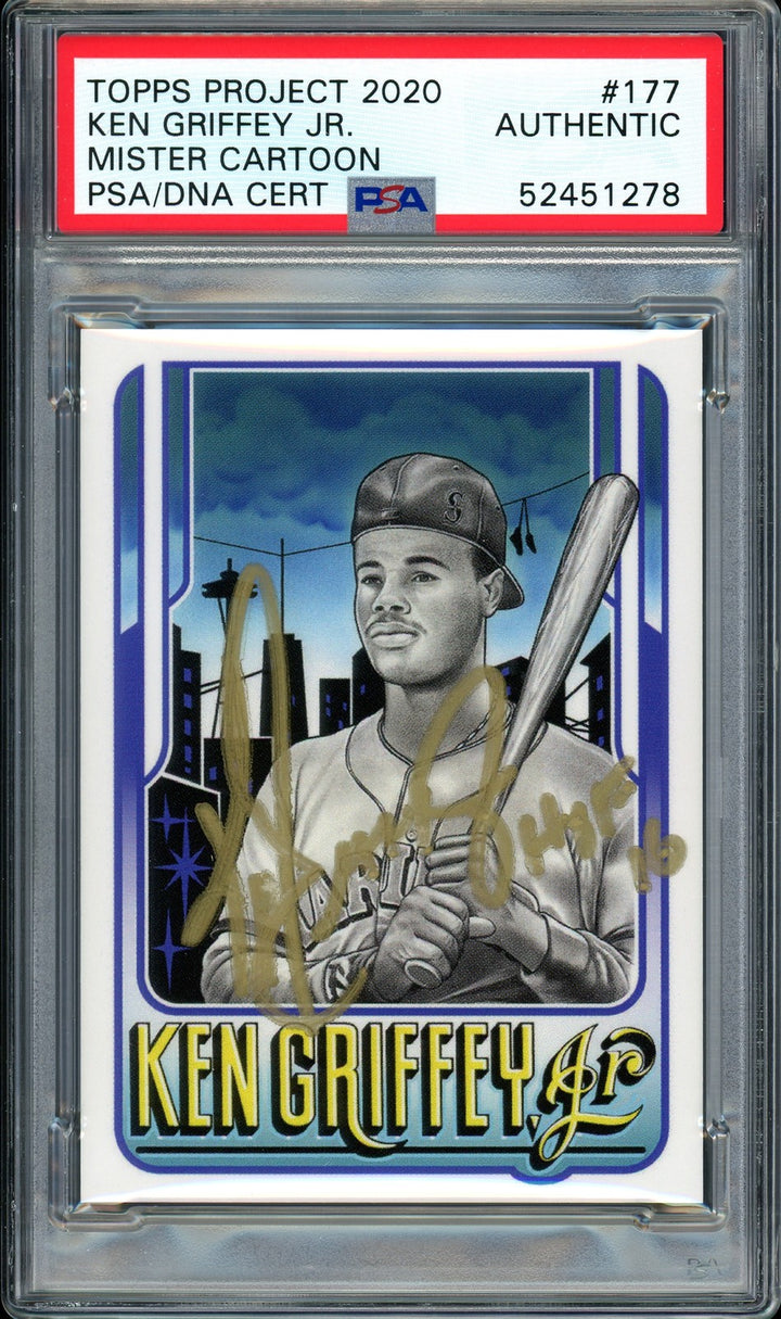Ken Griffey Jr Auto Topps Project 2020 Mister Cartoon Card 177 HOF 16 1/1 PSADNA