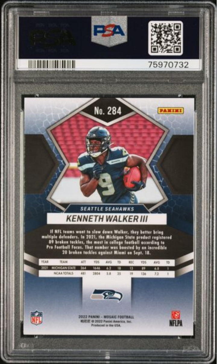 Graded 2022 Panini Mosaic Kenneth Walker III #284 Rookie RC Card PSA 10 Gem Mint