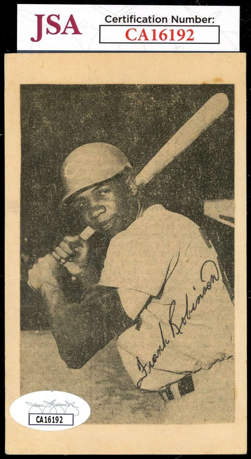 Frank Robinson JSA Vintage Coa Signed 3x5 Index Card Photo Autograph