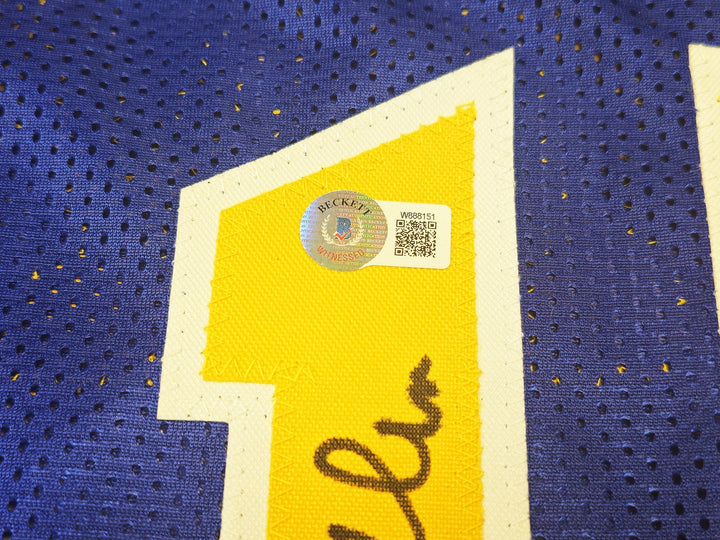 Golden State Warriors Chris Mullin Signed Blue Jersey "HOF 2011" Beckett Witness