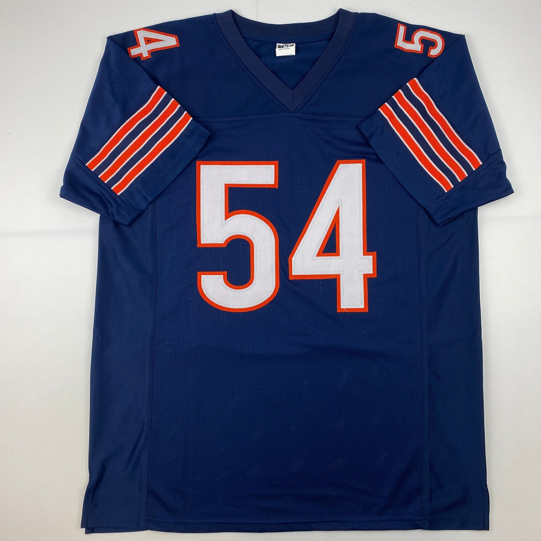 Facsimile Autographed Brian Urlacher Chicago Blue Reprint Jersey Size Men's XL