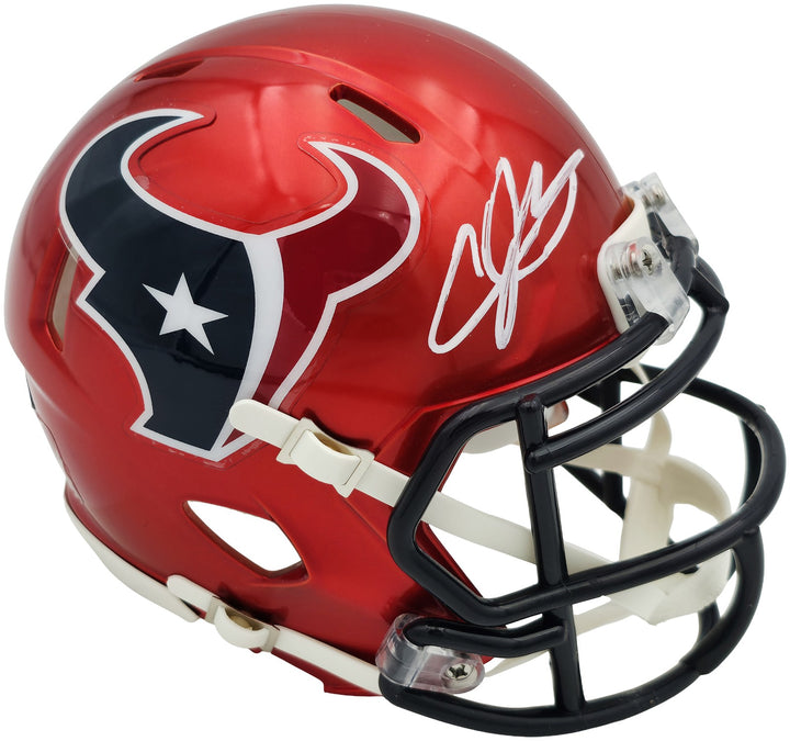 Andre Johnson Auto Texans Red 2022 Alternate Speed Mini Helmet Beckett Witness