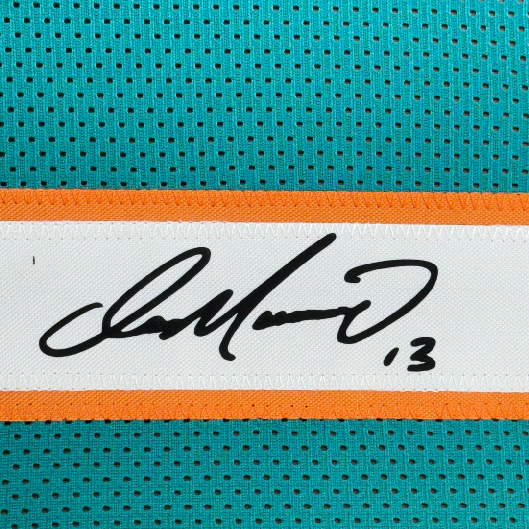 Framed Facsimile Autographed Dan Marino 33x42 Teal Reprint Laser Auto Jersey