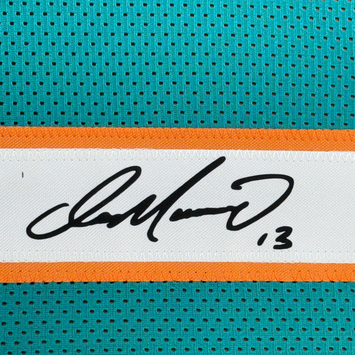 Framed Facsimile Autographed Dan Marino 33x42 Teal Reprint Laser Auto Jersey