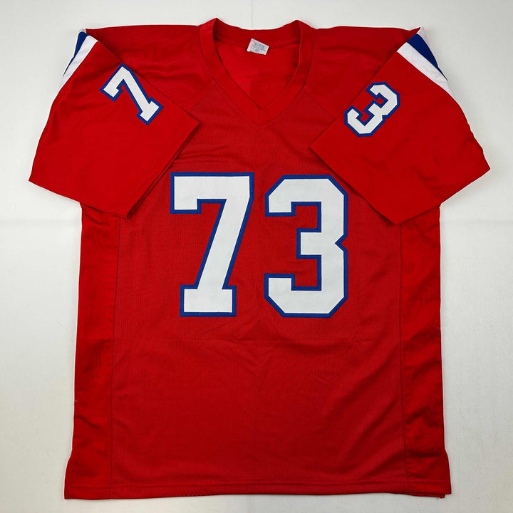 Facsimile Autographed John Hannah New England Red Reprint Jersey Size Men's XL