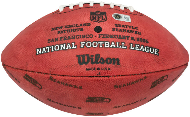 Mike Macdonald Signed Super Bowl LX Leather Football Seahawks BAS Witness