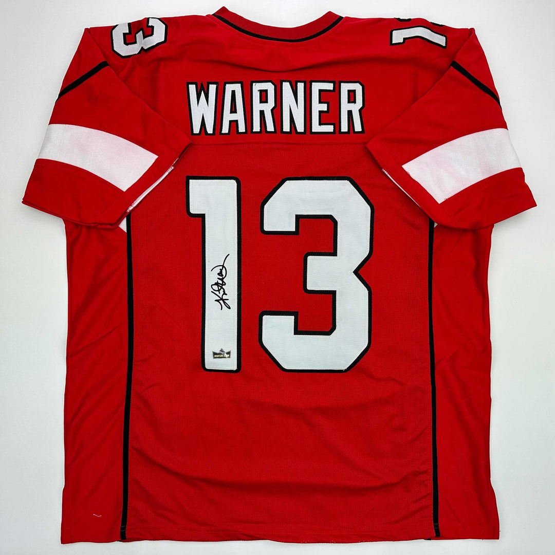 Facsimile Autographed Kurt Warner Arizona Red Reprint Jersey Size Men's XL