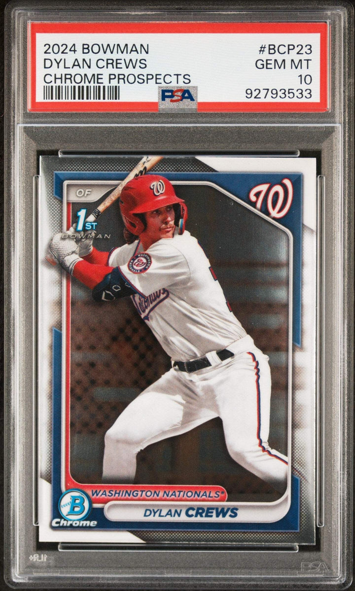 Graded 2024 Bowman Dylan Crews #BCP23 Chrome Prospects RC Baseball Card PSA 10
