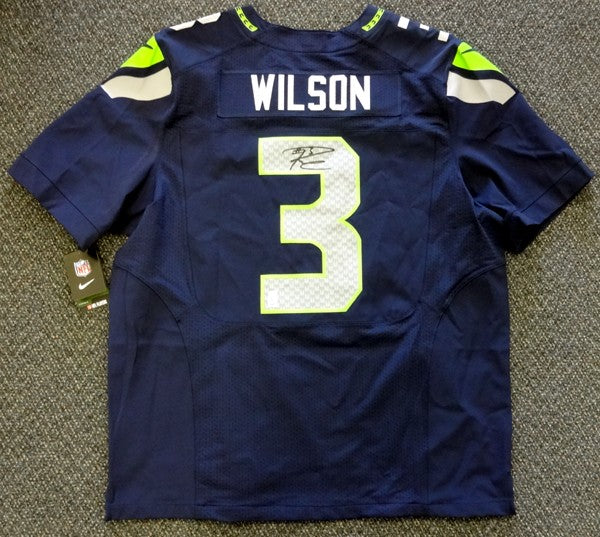 Seattle Seahawks Russell Wilson Signed Blue Nike Elite Jersey Size 52 RW Holo