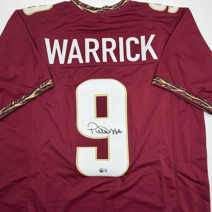 Autographed/Signed Peter Warrick Florida State FSU Maroon Jersey Beckett BAS COA