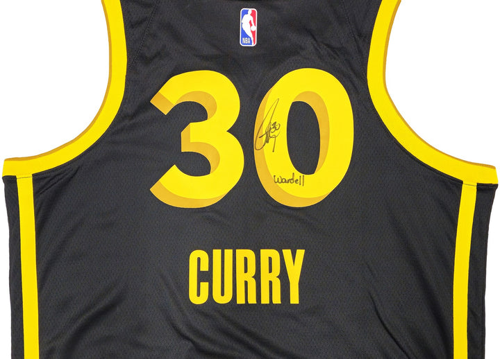 Warriors Stephen Curry Auto Black Nike Swingman City Jersey 48 Wardell Beckett