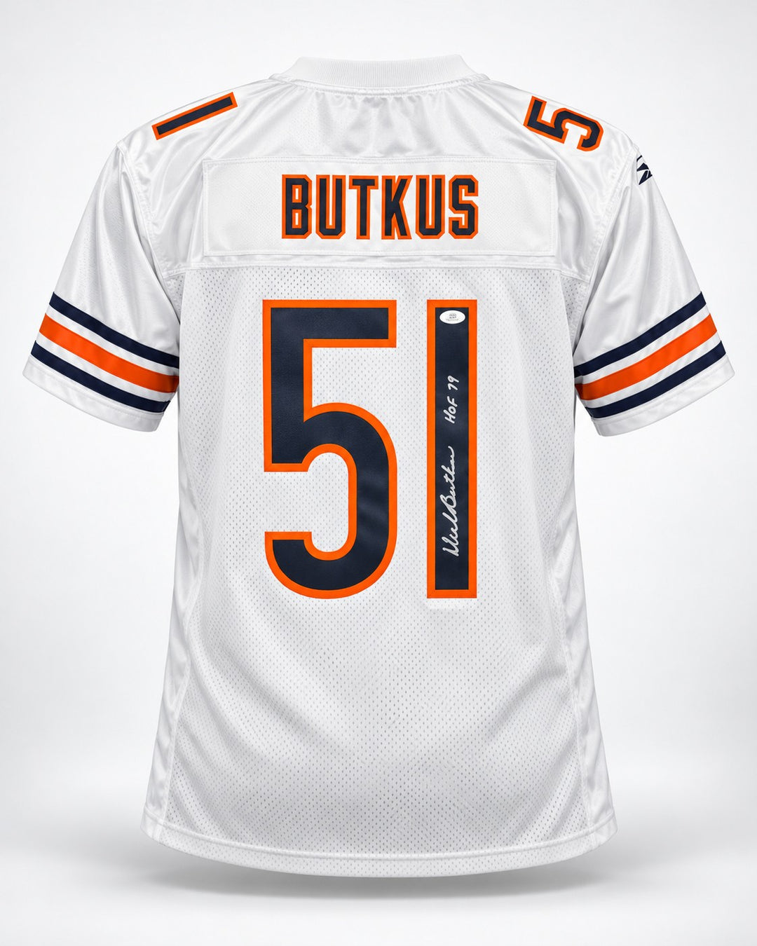 Dick Butkus Signed Bears White Reebok Jersey XL HOF 79 JSA