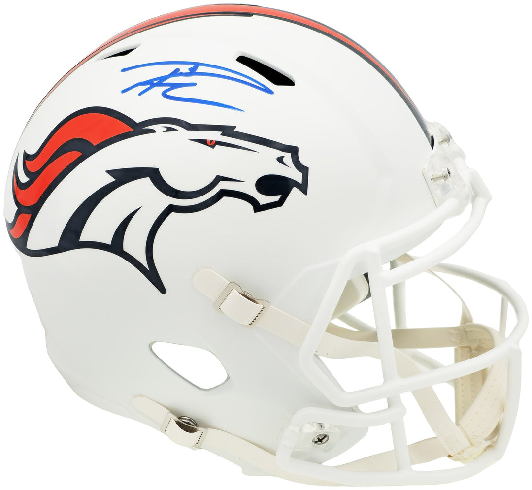 Russell Wilson Auto Broncos Flat Matte White Full Size Rep Speed Helmet Fanatics