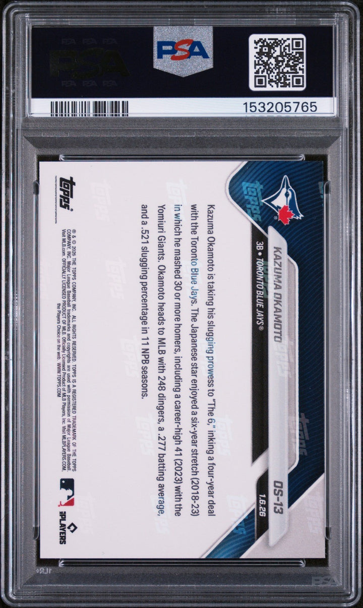 Graded 2026 Topps Now Kazuma Okamoto #OS-13 Rookie RC Baseball Card PSA 10
