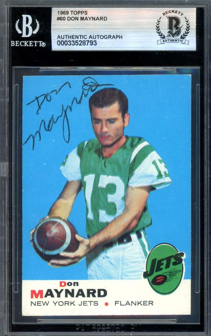 Don Maynard Beckett BAS VintageSigned 1969 Topps Autograph Jets