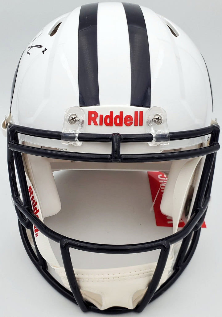 Zach Wilson Signed BYU Cougars White Full Size Authentic Speed Helmet Beckett QR