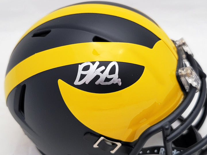 David Ojabo Signed Michigan Wolverines Blue Speed Mini Helmet Beckett
