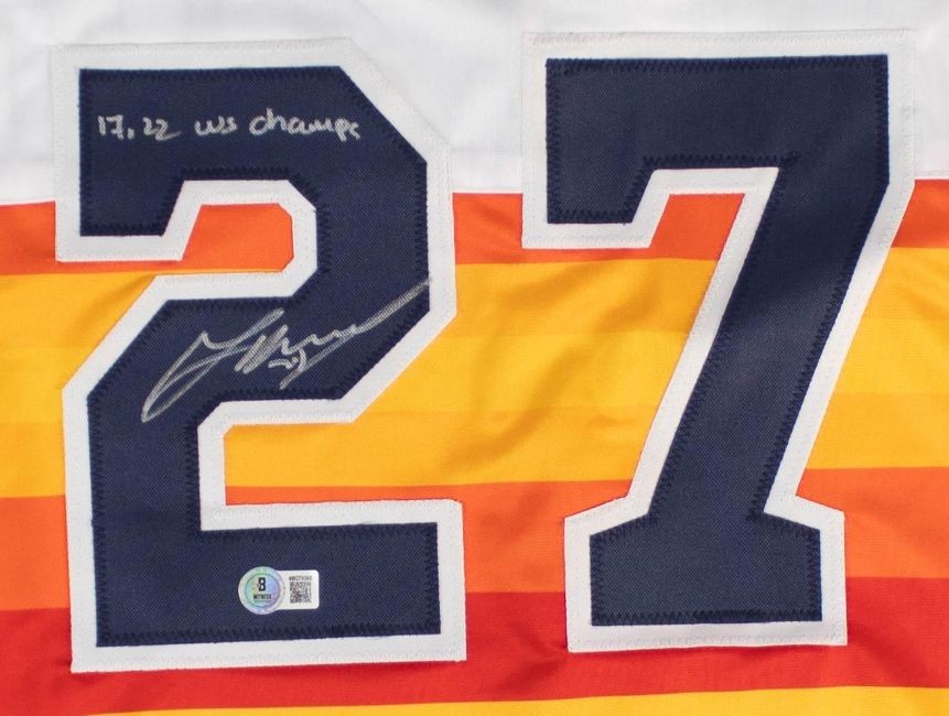 Jose Altuve Houston Signed Alternate White Baseball Jersey 17 22 WS Champs BAS