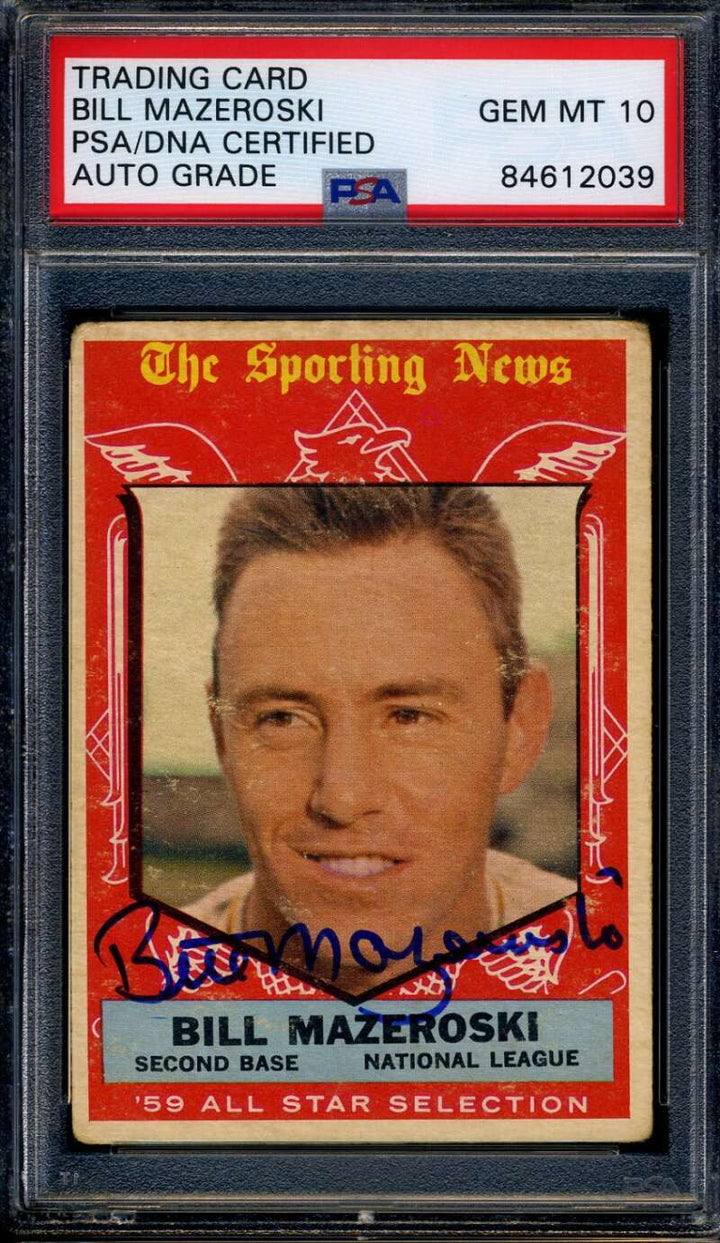 Bill Mazeroski Gem Mint 10 PSA DNA Signed 1959 Topps Autograph